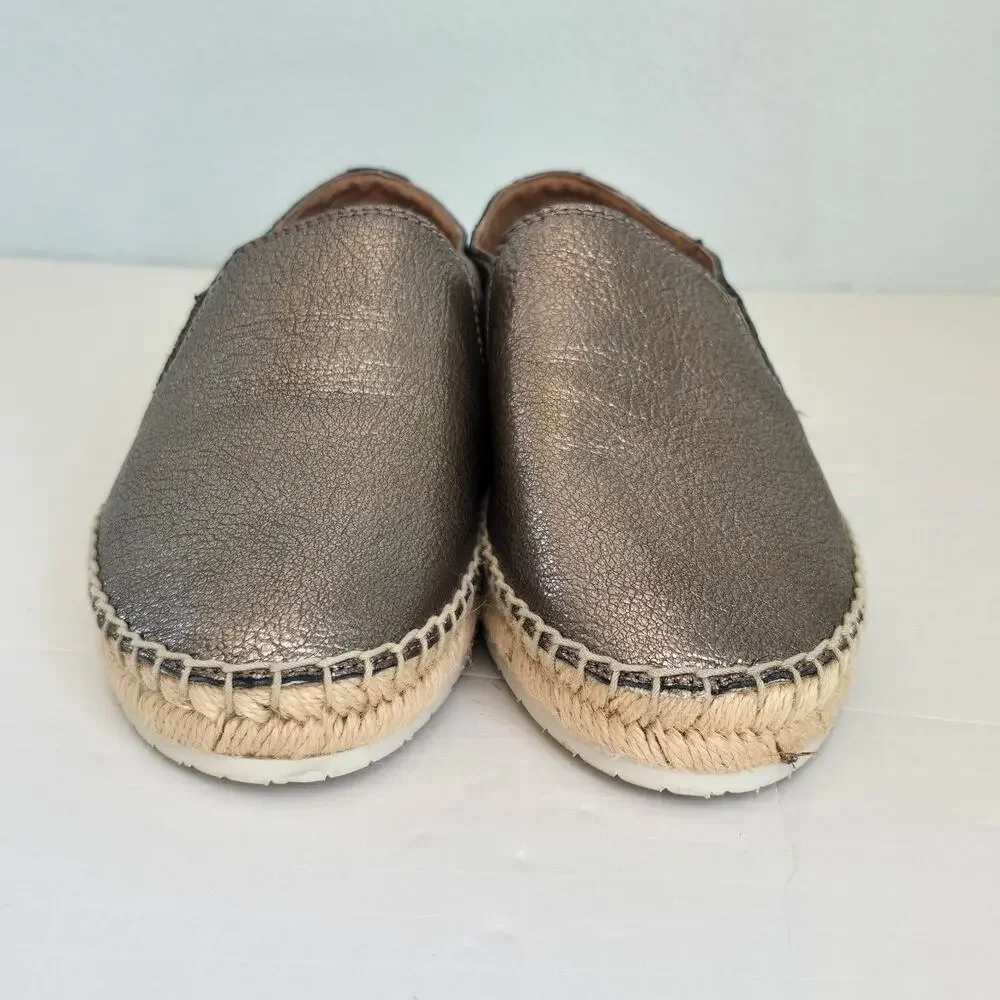 Frye Isbel Leather Espadrilles Women's 5.5M Metallic Gold Silver Summer Boho